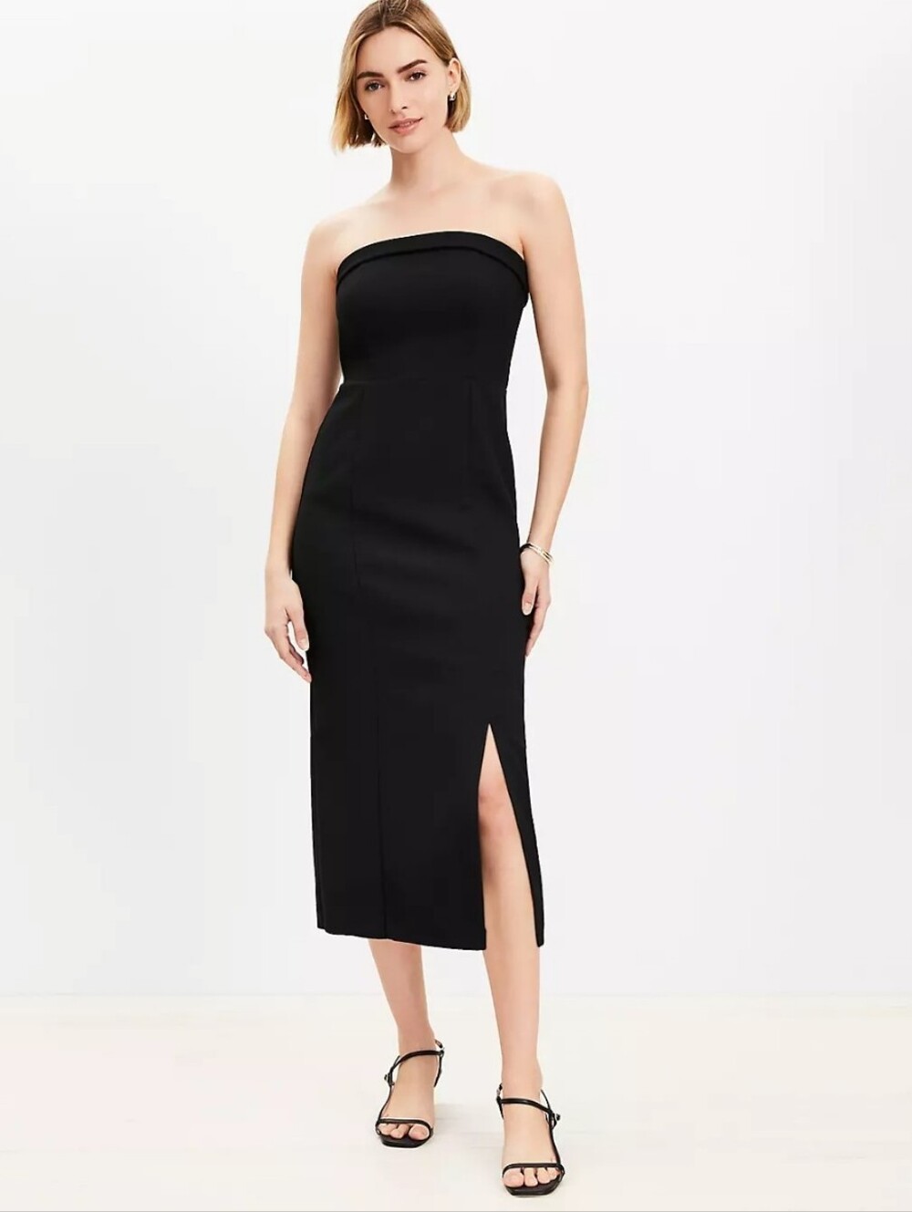 LOFT Knit Strapless Midi Dress